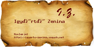 Igyártó Zenina névjegykártya